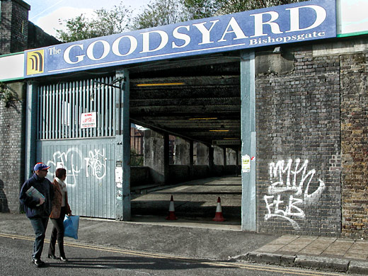 Bishopsgate Goodsyard, Brick Lane entrance, March 2002