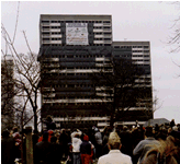 The demolition of tower blocks in Old Ford Road, Bow, Jan 2002