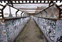 Footbridge crossing DLR leading to Violet Road, Poplar, Feb 2005