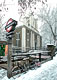 Bethnal Green underground station and St John's Church, Jan 2003