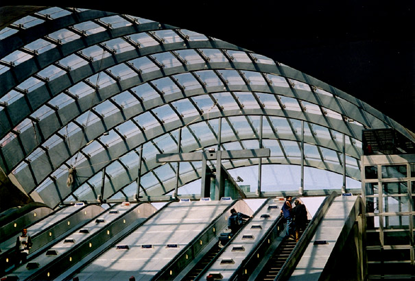 Canary Wharf Underground station, isle of Dogs, by Rebecca Rudall