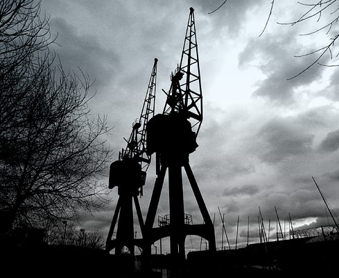 Cranes, Millwall Dock, Isle of Dogs, February 2003