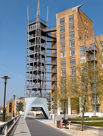 Spiked tower, Isle of Dogs, April 2003