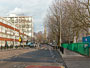 Manchester Road, Cubitt Town, Isle of Dogs. Looking North towards Christ Church. Jan 2003